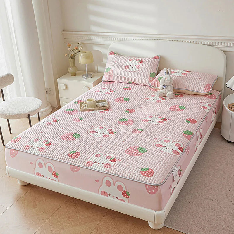 DecorBites™ Cute Cartoon Pattern Cooling Fitted Sheet with Natural Latex Fabric