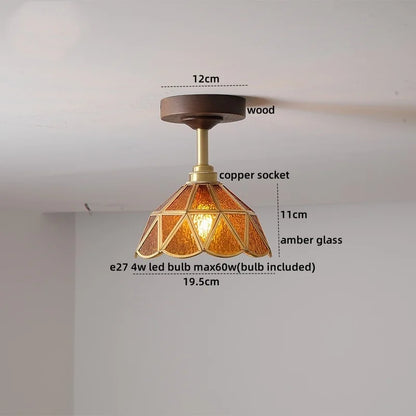 DecorBites™ LED Glass Wood Ceiling Lamp for Modern Indoor Lighting and Decoration