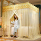 Decobites Lace Pleated Bed Net Canopy for Queen Size Double Bed