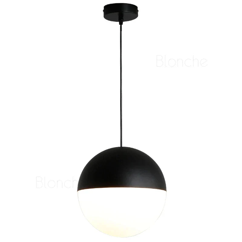 DecorBites™ Glass Ball Pendant Lights: Black 15/20cm LED Hanging Lamps for Kitchen Living Room