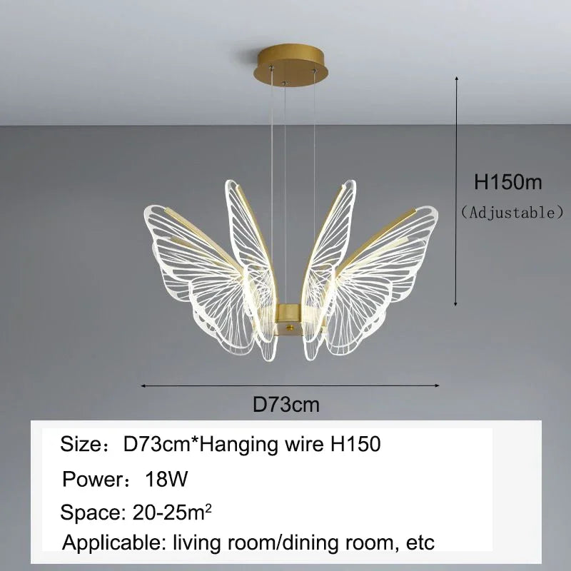 Decorbites™ Lámpara de Techo LED Mariposa - Luz Colgante de Lujo para Dormitorio, Sala de Estar y Comedor
