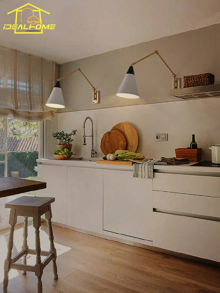 DecorBites™ Gold Lustre Copper Swing Arm Wall Lamp LED E27 for Villa Bedroom Study