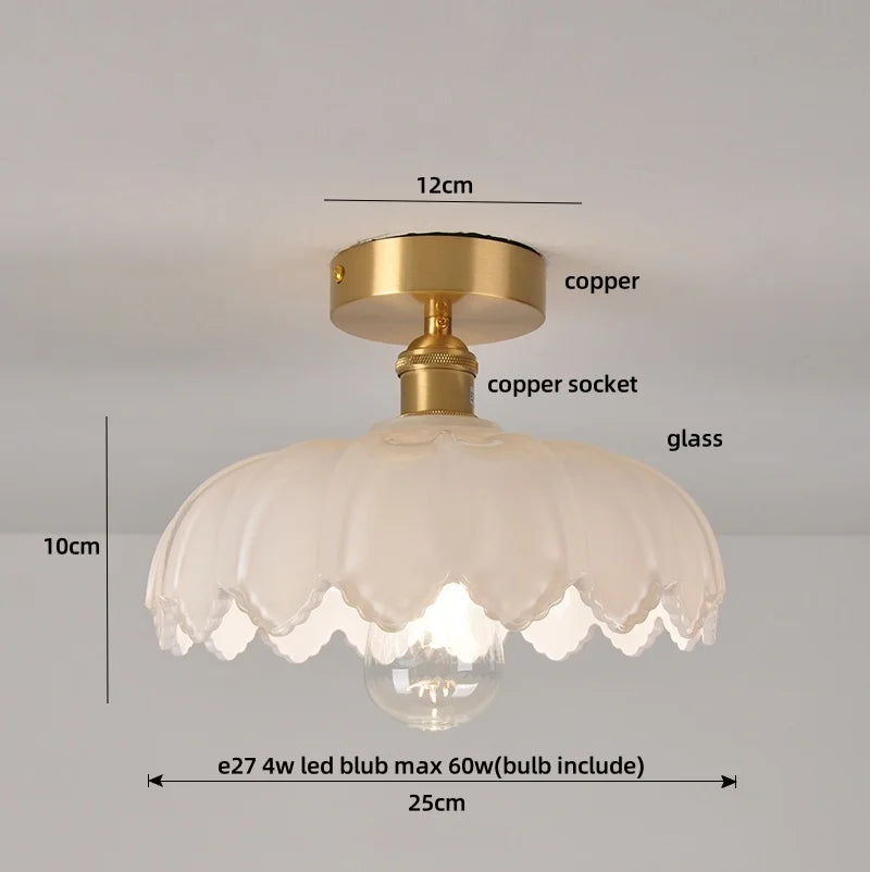 DecorBites™ Green Flower Glass LED Ceiling Light Fixture - Nordic Modern Design