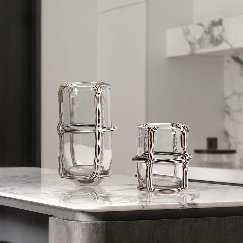 DecorBites™ Clear Glass Cross Flower Vase - Home Decor & Terrarium Display