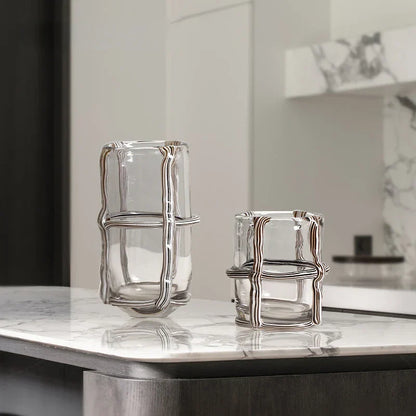 DecorBites™ Clear Glass Cross Flower Vase - Home Decor & Terrarium Display