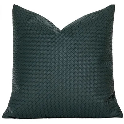 غطاء وسادة هندسي من الجلد الصناعي من DecorBites™ - غطاء وسادة عصري فاخر