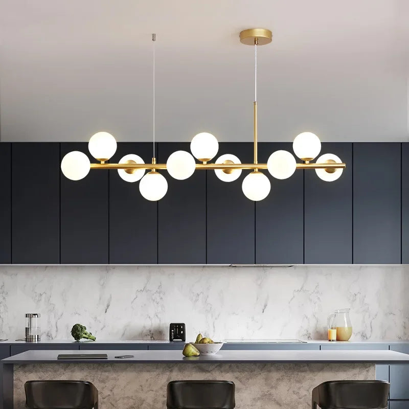 Lámpara colgante LED de bola de vidrio dorado Decorbites™ con 11 cabezales para cocina y comedor