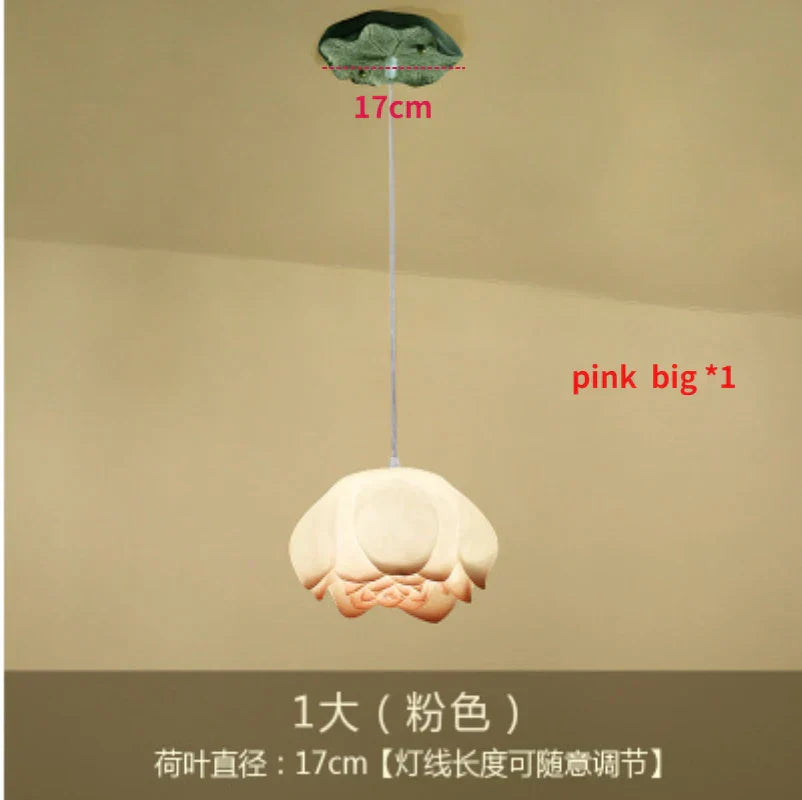 DecorBites™ Lotus Glass Pendant Lamp: Elegant Pink Lotus Lighting for Home Decor