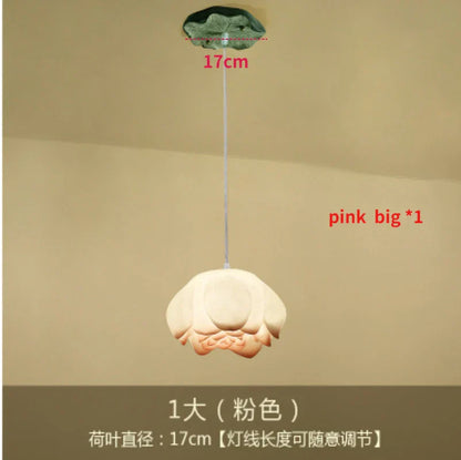 DecorBites™ Lotus Glass Pendant Lamp: Elegant Pink Lotus Lighting for Home Decor