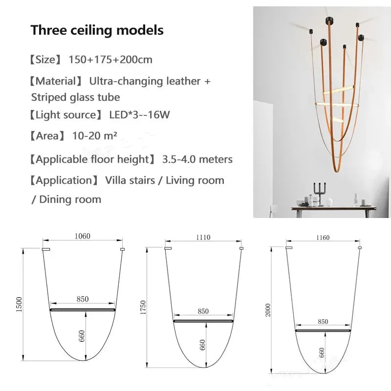 DecorBites™ Glass Tube Pendant Lamp: Modern LED Lighting for Living Room, Duplex Villa Staircase