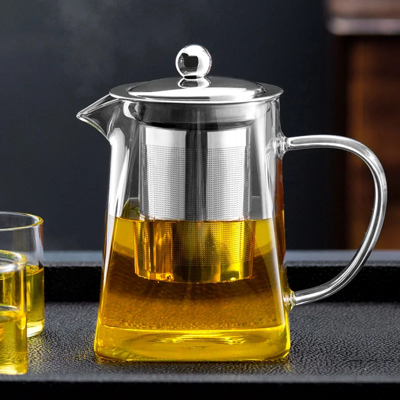 DecorBites™ Glass Teapot: Kungfu Tea Set for Office, High Quality, Thermostable.