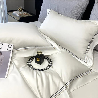 Decobites Luxury Pearl White 1000TC Egyptian Cotton Bedding Set