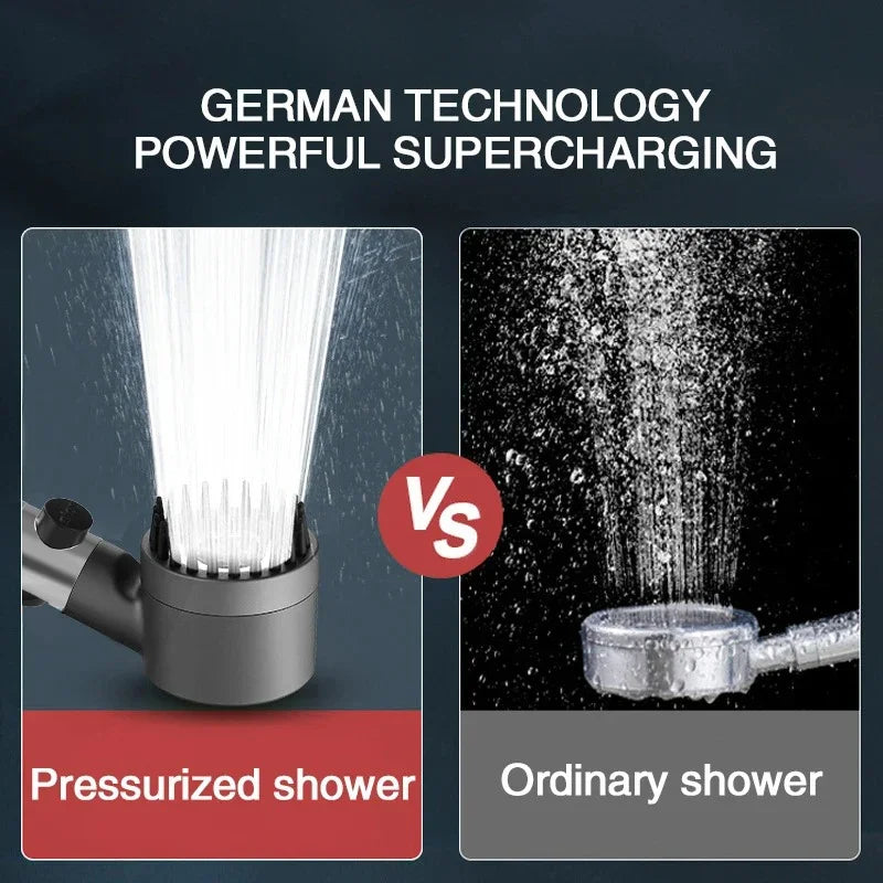 Black Rainfall Shower Head Three-Mode Filter