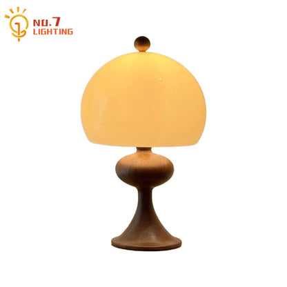 DecorBites™ Ash Wood Bubble Glass LED Table Lamp - Medieval Designer Hanging Light