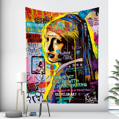 Decobites Psychedelic Graffiti Tapestry: Hippie Room Decor Wall Hanging.