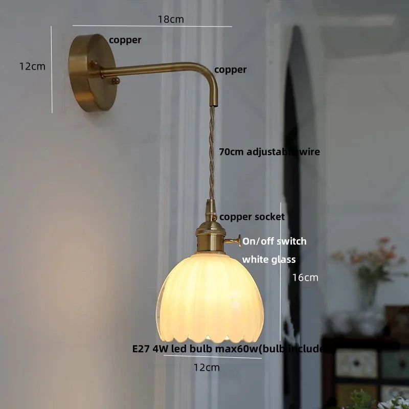 Lámpara de pared LED ajustable de cristal DecorBites™ con interruptor de cadena, diseño nórdico moderno