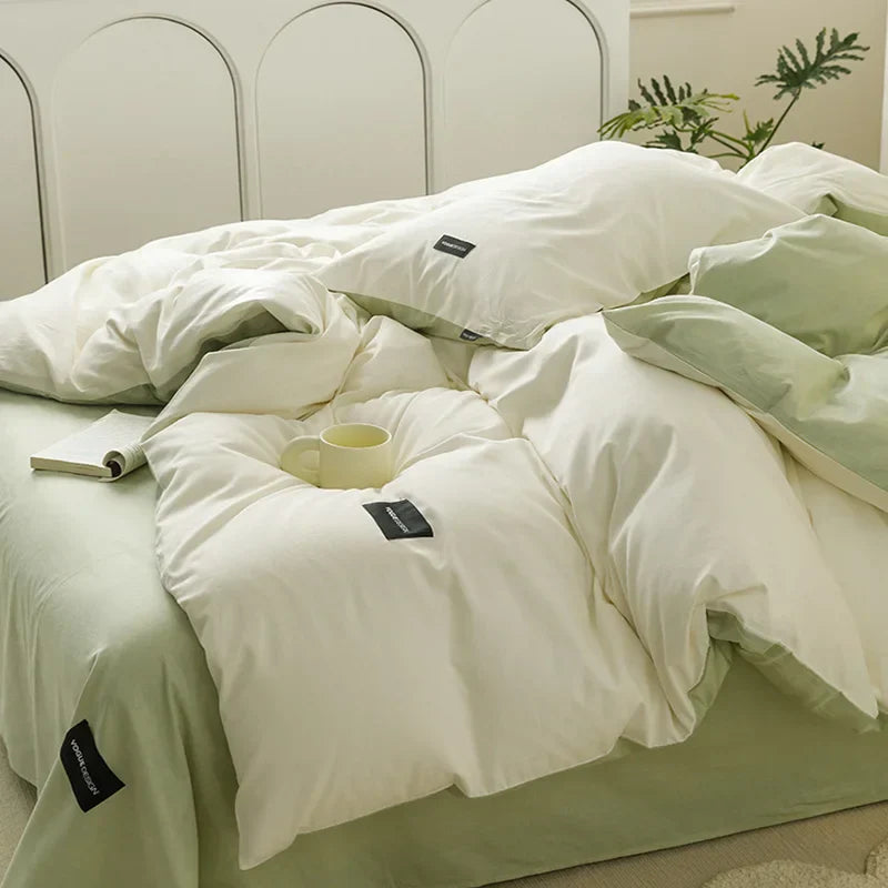 Decorbites™ beidseitiges farbabstimmendes Baumwoll-Bettwäsche-Set für Erwachsene