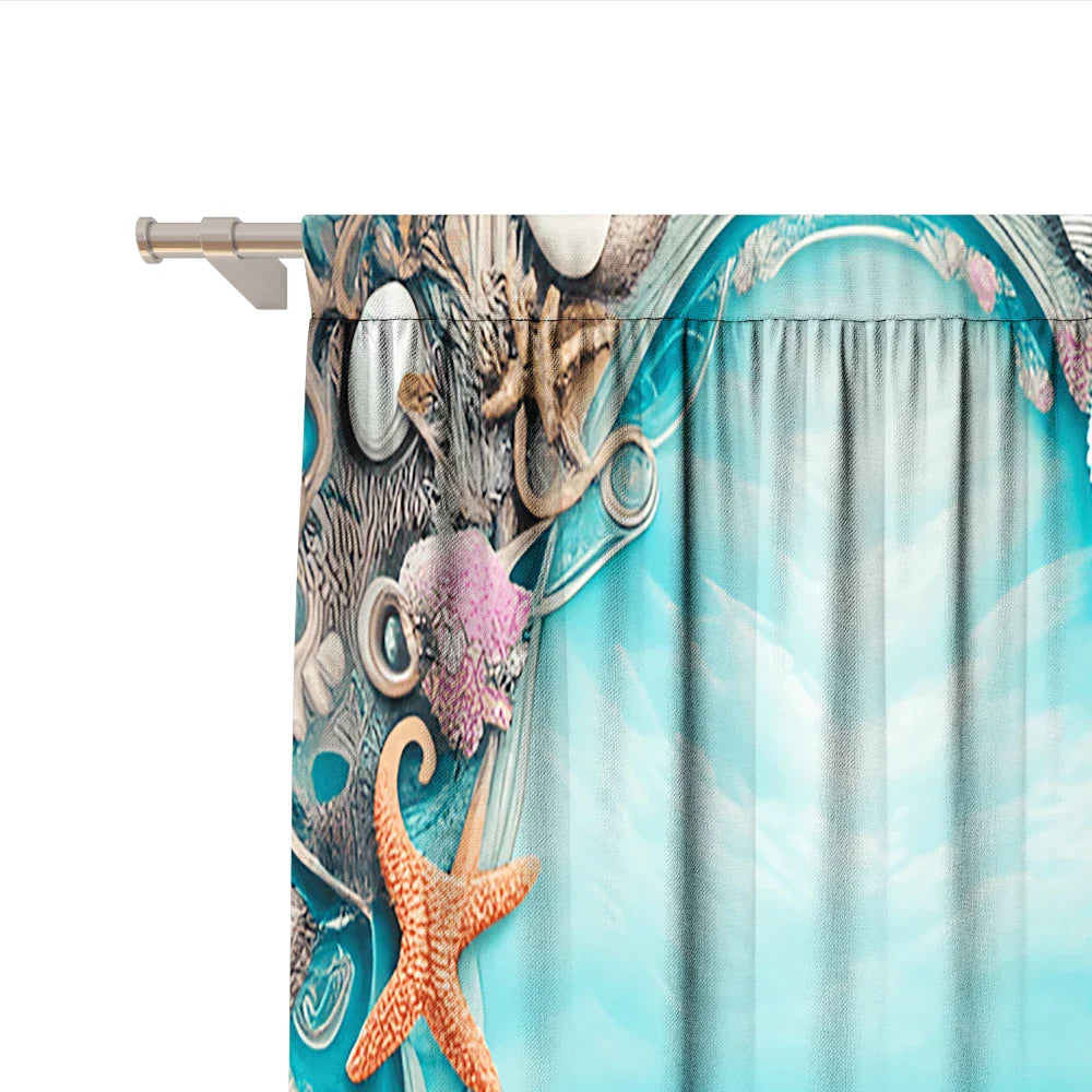 Decobites Ocean Sail & Lighthouse Screen Curtain Set for Kitchen & Coffee Shop