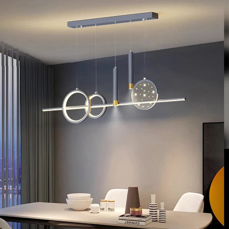 Brushed Gold LED Chandelier Black 100cm Dining