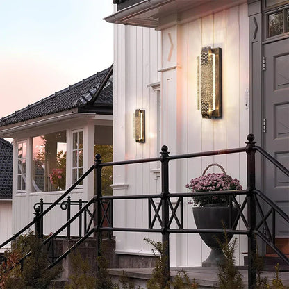 Aplique de pared exterior LED DecorBites™ de cristal burbuja para porche y jardín