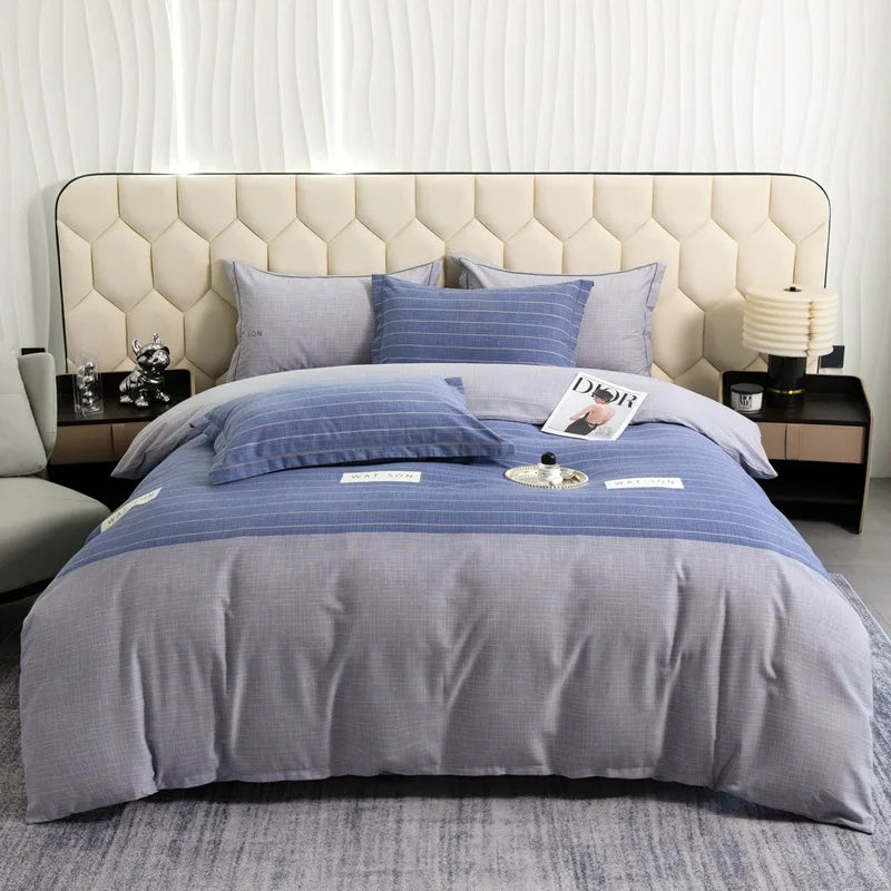 DecorBites™ Brushed Cotton Printed Duvet Cover Set - Single/Double Bed Bedclothes