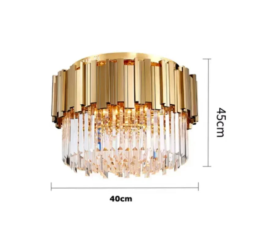 DecorBites™ Golden Crystal Ceiling Light for Modern Living Room and Dining Room