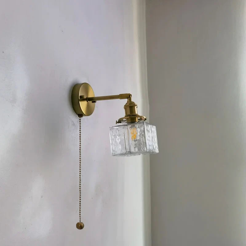 Lámpara de pared LED DecorBites™ de cobre y cristal, moderna luz de noche para pasillo.