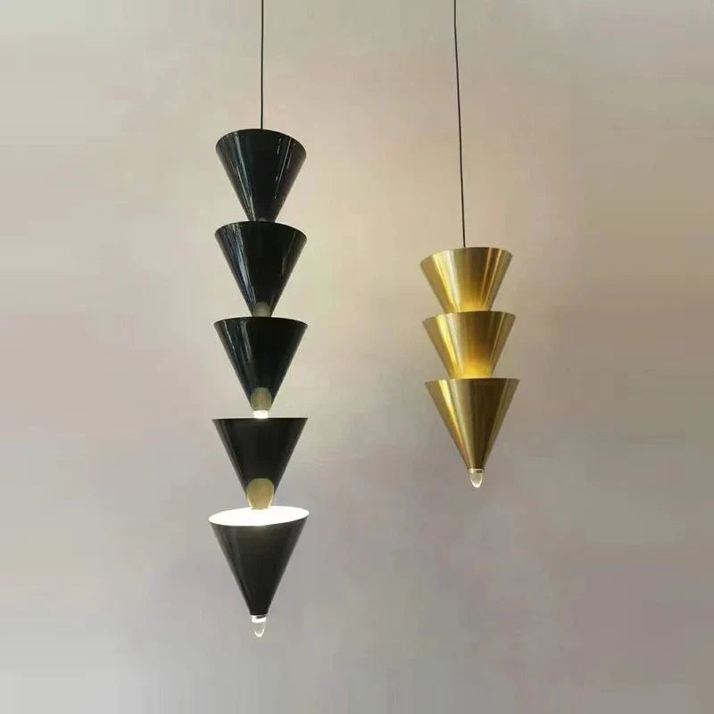 Gold Cone Pendant Lamp 5-Light LED Design