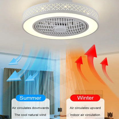 مروحة سقف LED لغرفة النوم من DecorBites™ مزودة بجهاز تحكم عن بعد - ثريا صغيرة وعصرية