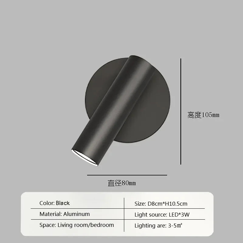 Lámpara de pared LED de aluminio dorado Decorbites™ giratoria para dormitorio, sala de estar y oficina