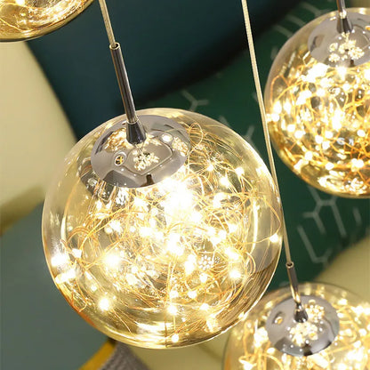 Gypsophila Glass Bubble Staircase Pendant Chandelier