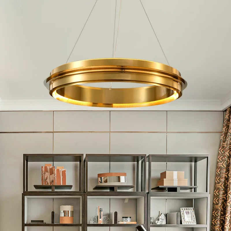 DecorBites™ Gold Ring Chandelier: Modern Italian Design for Stylish Living Spaces