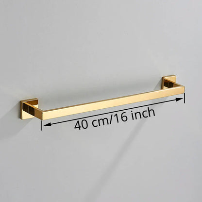 DecorBites™ Gold Bathroom Hardware Set: Hook, Towel Rail, Bar, Shelf, Tissue Holder & More