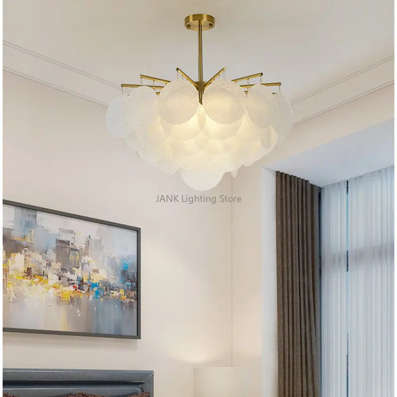 DecorBites™ Glass LED Chandelier 50cm Diameter for Living Room, Dining, Island - Lighting Fixtures