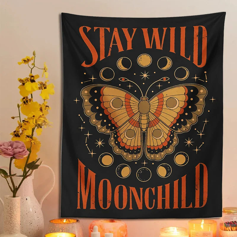 Decobites Moonchild Tapestry Wall Hanging: Psychedelic Tarot Art for Home Decor