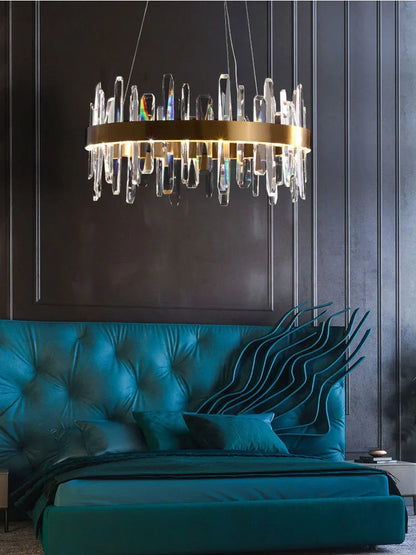 DecorBites™ K9 Crystal LED Round Chandelier for Kitchen Living Room Bedroom Decor