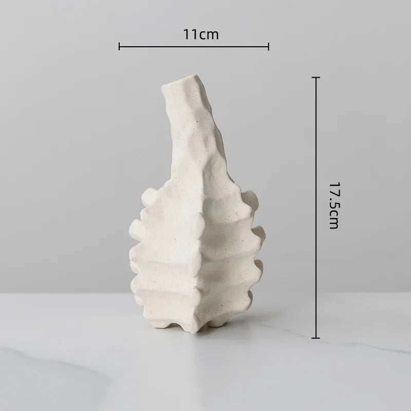 DecorBites™ Ceramic Vase with Irregular Geometry and Skeletal Lines for Home Decor