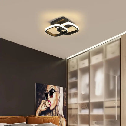 Modern Black LED Ceiling Light Bedroom 19W3000K Living Room Lighting Chandelier