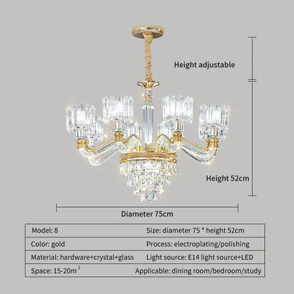 DecorBites™ Crystal Chandelier: Elegant European Garden Lamp for Living Room, Bedroom