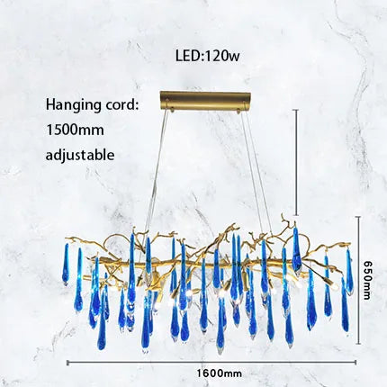 ثريا كريستال زرقاء من ديكوربايتس™ بتصميم آرت ديكو لغرفة المعيشة