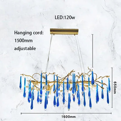 ثريا كريستال زرقاء من ديكوربايتس™ بتصميم آرت ديكو لغرفة المعيشة