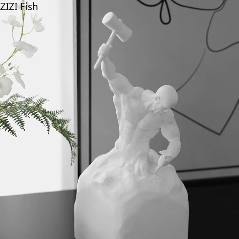 ديكوربايتس™ تمثال شخصية فنية تجريدية من الراتنج لتزيين المكتب