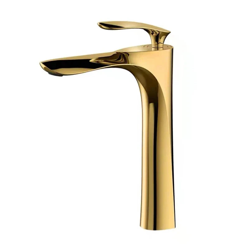Decorbites™ Grifo de Mezclador de Cuenca Dorada Alta Cascada de Agua Dorada para Lavabo y Inodoro