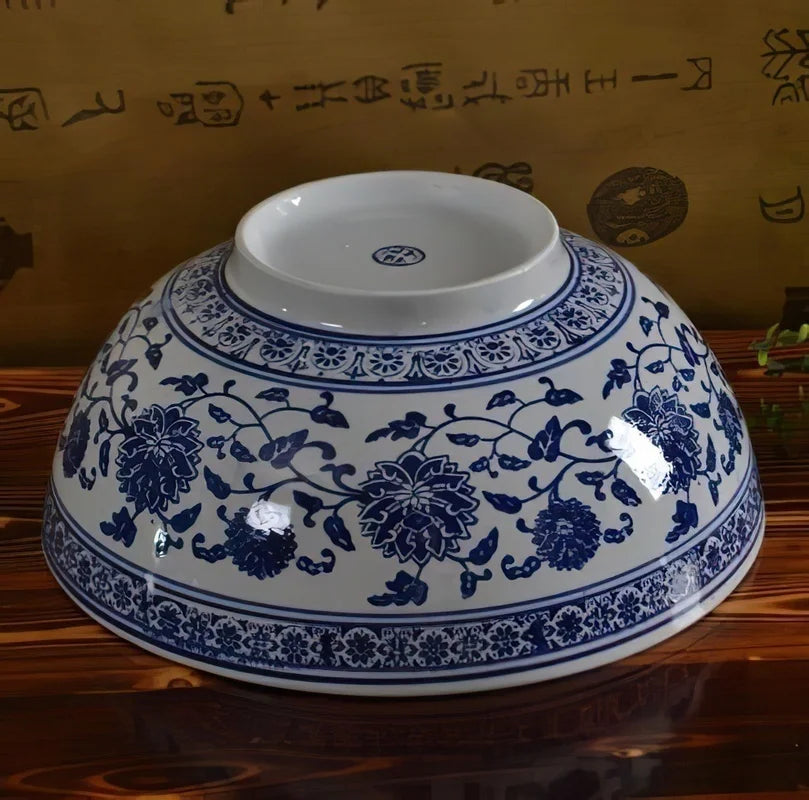DecorBites™ Blue and White Ceramic Noodle Bowl - Japanese Style Tableware