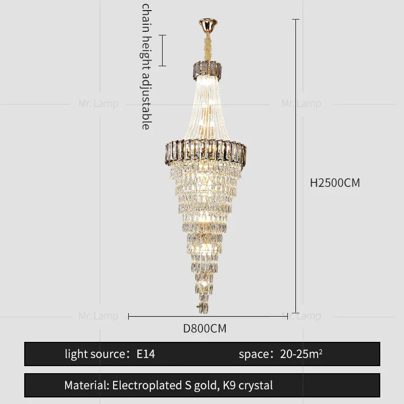 DecorBites™ Crystal Chandelier: High-End Duplex & Spiral Staircase Light for Luxury Living Spaces