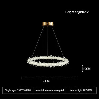 DecorBites™ LED Glass Crystal Chandelier White Lustre Pendant Light for Home Decor