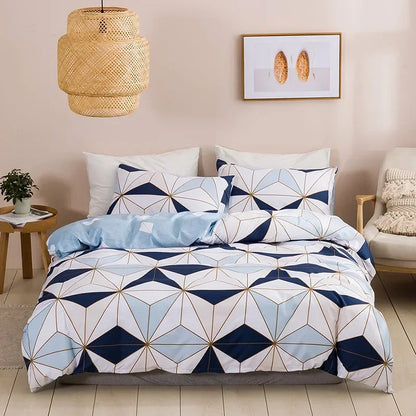 Geometric Print Duvet Cover Set by Decobites for Queen King Size Bedding Luxurious and Durable