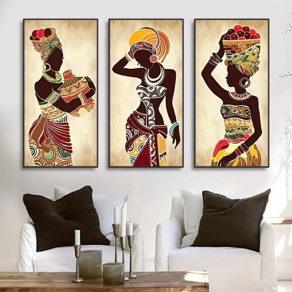Decorbites™ Afrikanische Frau Leinwand-Wandkunst-Set