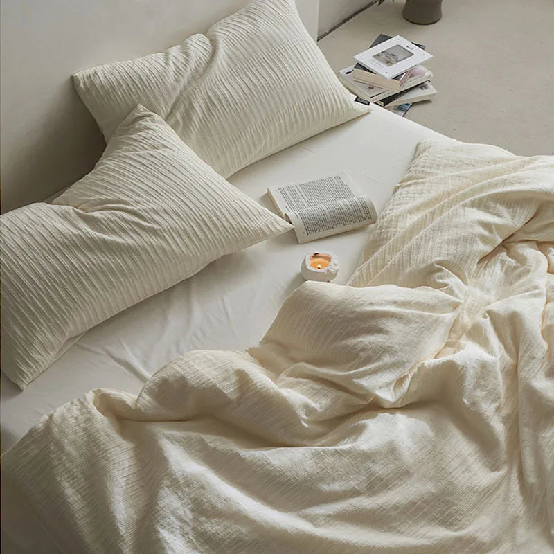 طقم أغطية سرير DecorBites™ مصنوع من خيوط إسفنجية قطنية 100% بتصميم جاكار بلون واحد