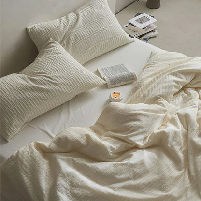 طقم أغطية سرير DecorBites™ مصنوع من خيوط إسفنجية قطنية 100% بتصميم جاكار بلون واحد